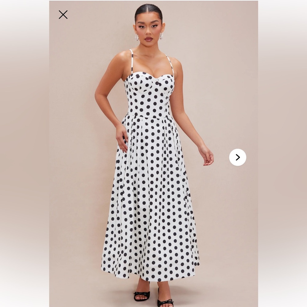 Elegant Black and White Polka Dot Dress